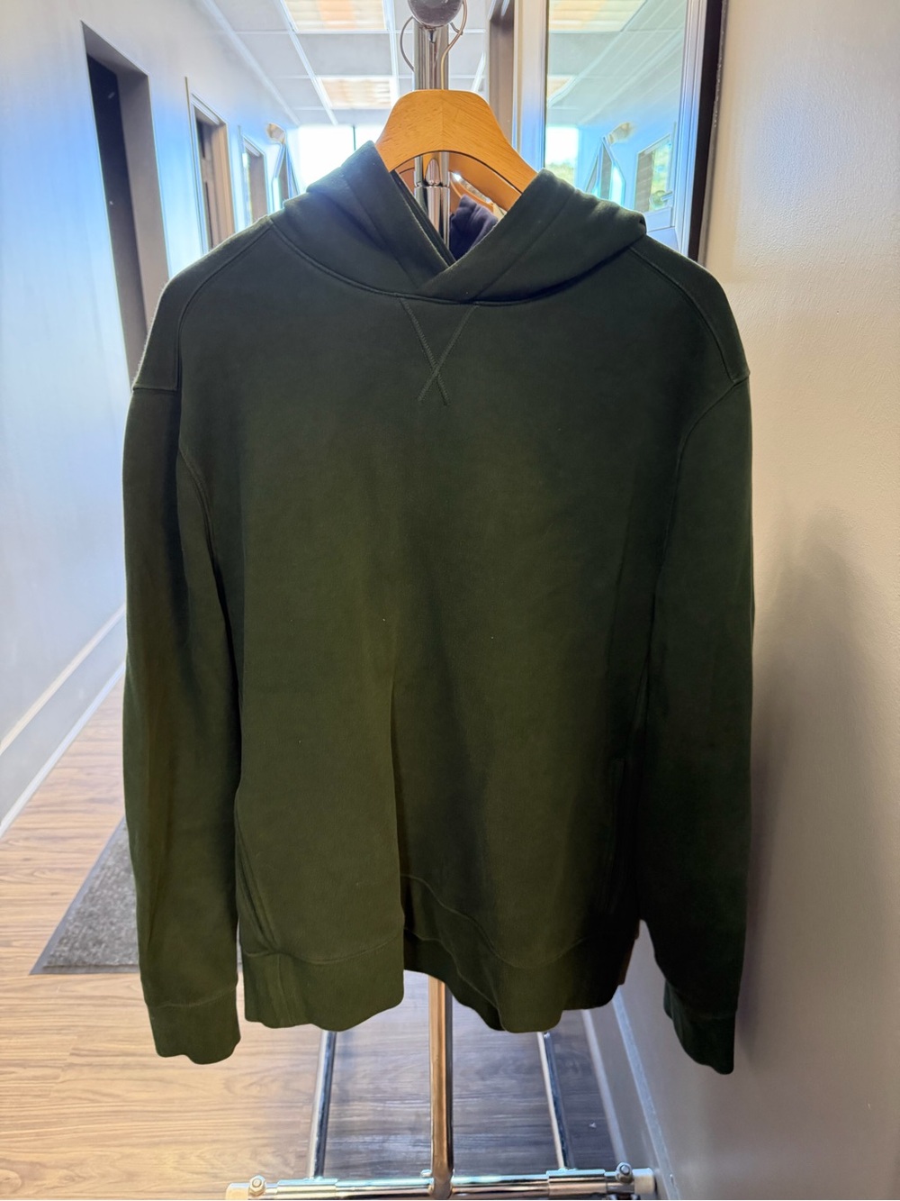 Banana Republic Men's Dark Green Crewneck Hoodie